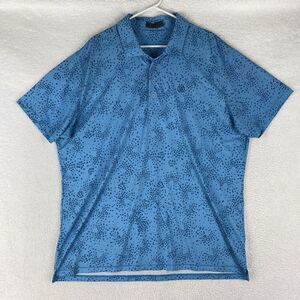 G Fore‎ Shirt Mens XXL Blue Golf Performance Polo Star All Over Geometric READ